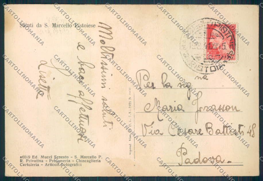 Pistoia San Marcello FG cartolina ZF1969 – retro