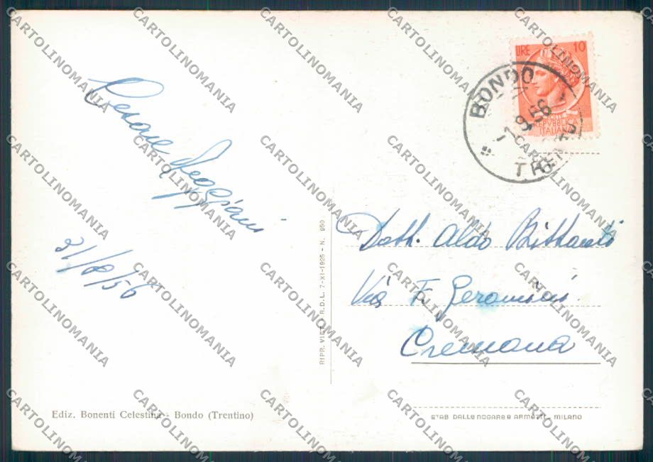 Trento Bondo FG cartolina ZF2139 – retro