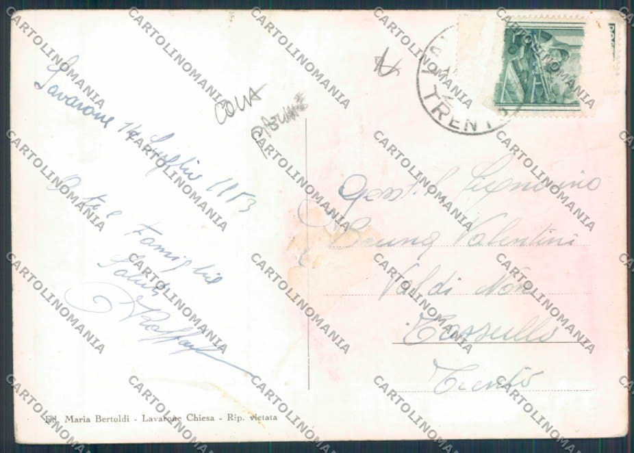 Trento Lavarone PIEGHE COLLA foto FG cartolina ZF2143 – retro