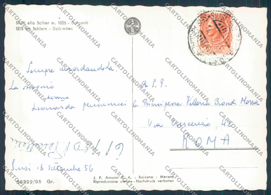 Bolzano Siusi foto FG cartolina ZF2154 – retro