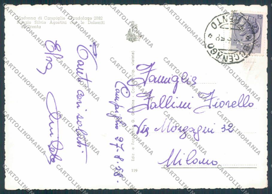 Trento Madonna di Campiglio Rifugio foto FG cartolina ZF2187 – retro