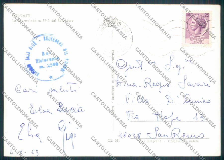 Trento Marmolada Sci foto FG cartolina ZF2194 – retro