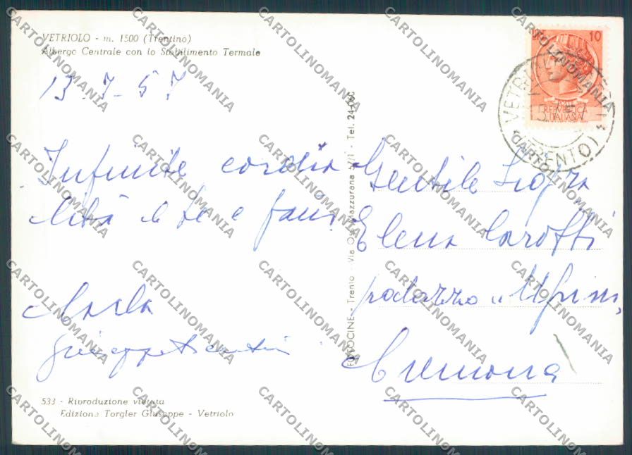Trento Vetriolo foto FG cartolina ZF2204 – retro