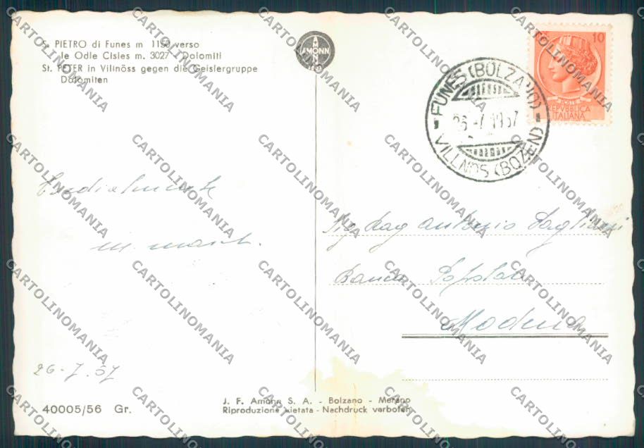 Bolzano San Pietro Funes foto FG cartolina ZF2212 – retro