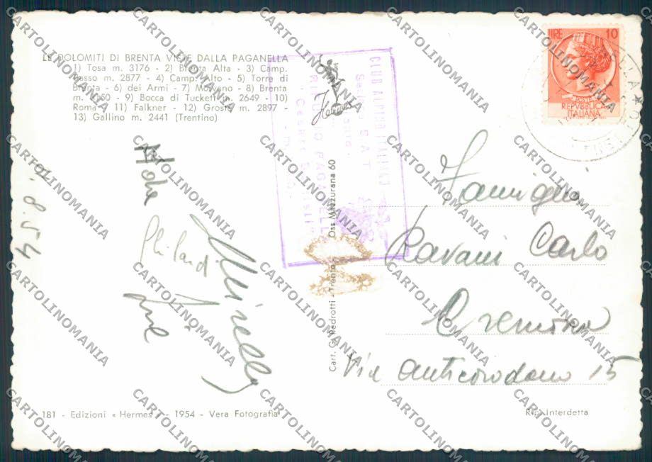 Trento Paganella foto FG cartolina ZF2217 – retro