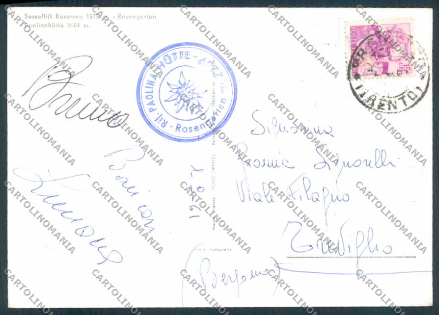 Bolzano Carezza Seggiovia foto FG cartolina ZF2238 – retro