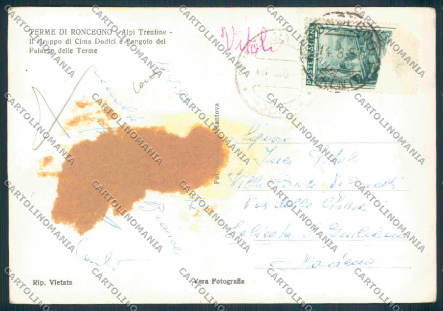 Trento Roncegno COLLA foto FG cartolina ZF2264 – retro