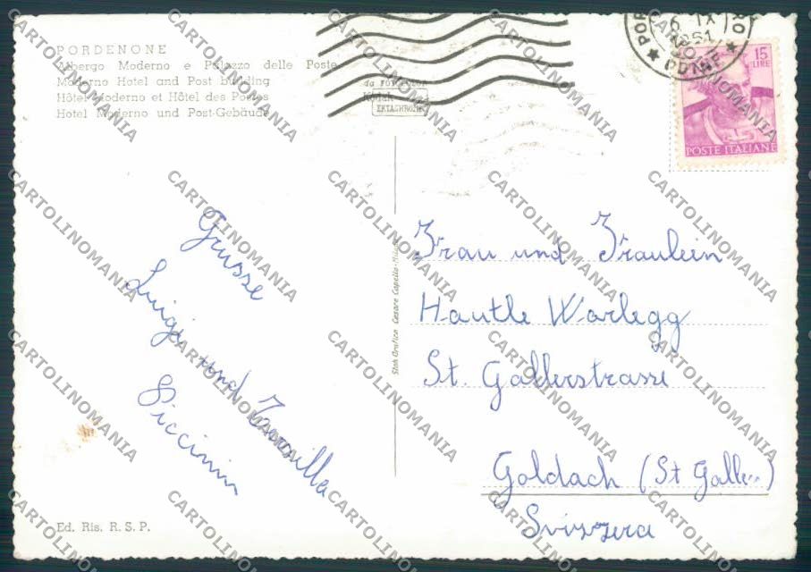 Pordenone città foto FG cartolina ZF2364 – retro