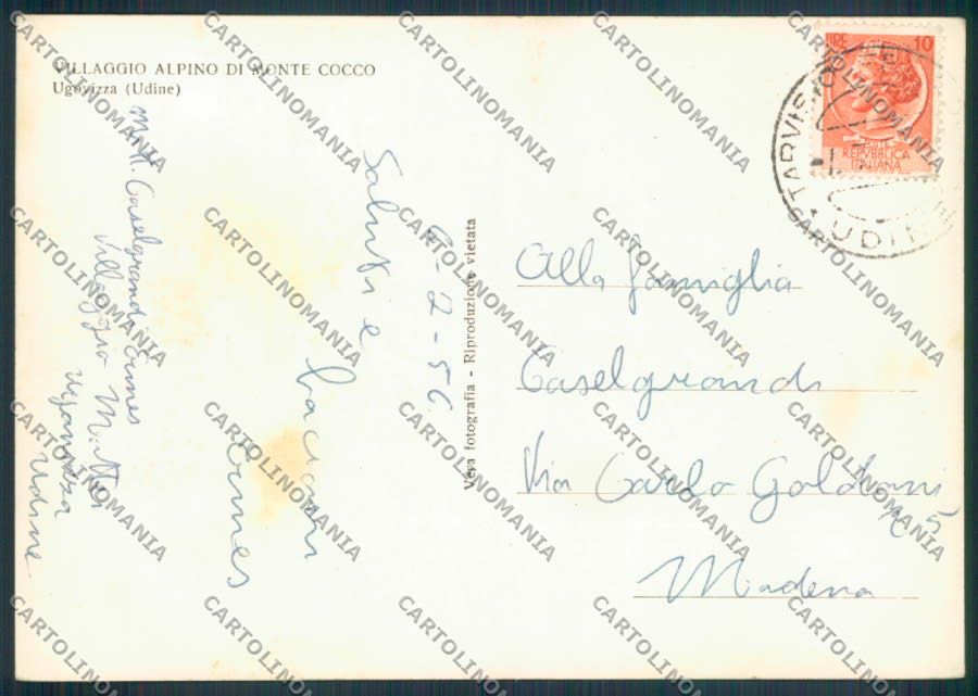 Udine Ugovizza Villaggio Alpino foto FG cartolina ZF2370 – retro