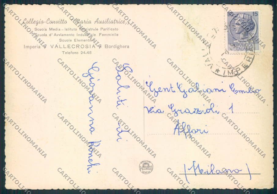 Imperia Vallecrosia FG cartolina ZF2426 – retro