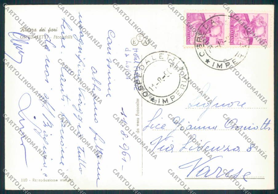 Imperia Ospedaletti foto FG cartolina ZF2430 – retro