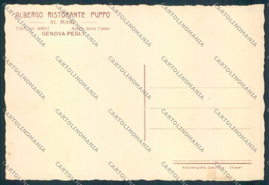 Genova Pegli Pubblicitaria Ristorante FG cartolina ZF2492 – retro