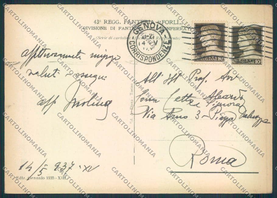 Genova Fanteria del Monferrato FG cartolina ZF2494 – retro