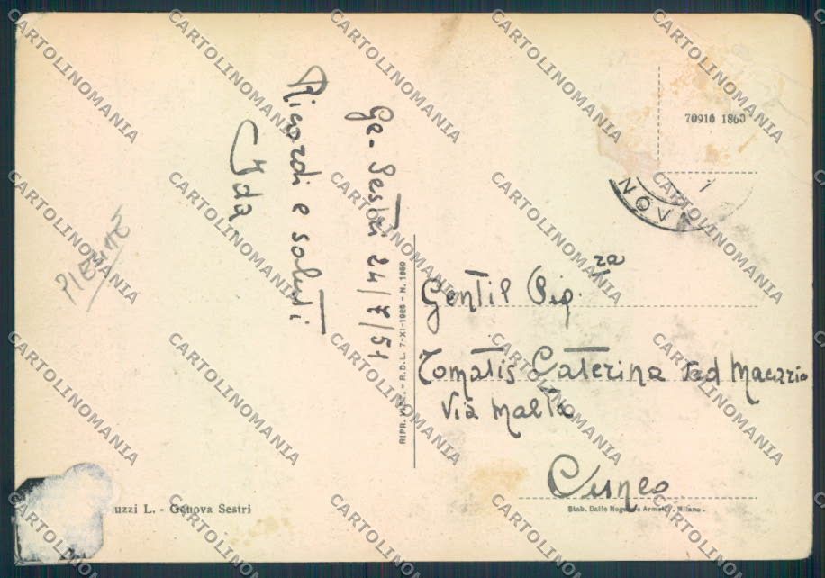 Genova Sestri PIEGHE FG cartolina ZF2502 – retro