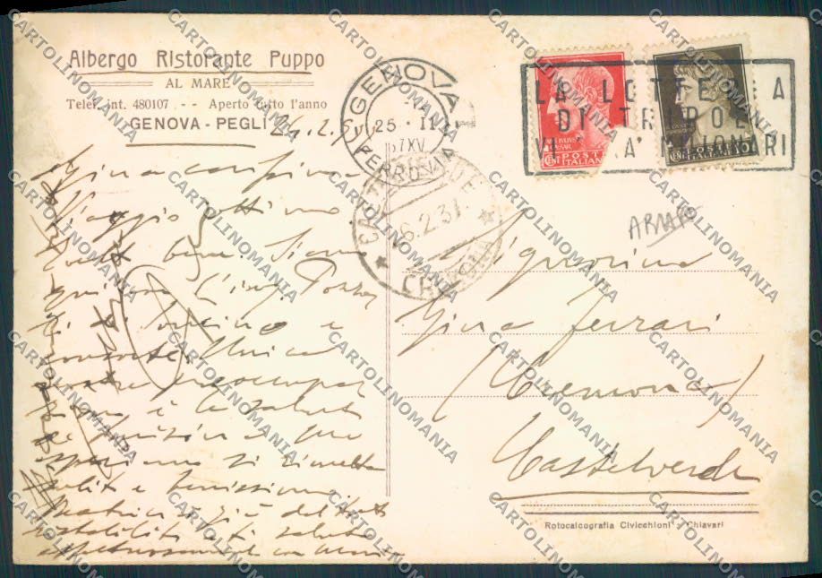 Genova Pubblicitaria città ABRASA FG cartolina ZF2507 – retro