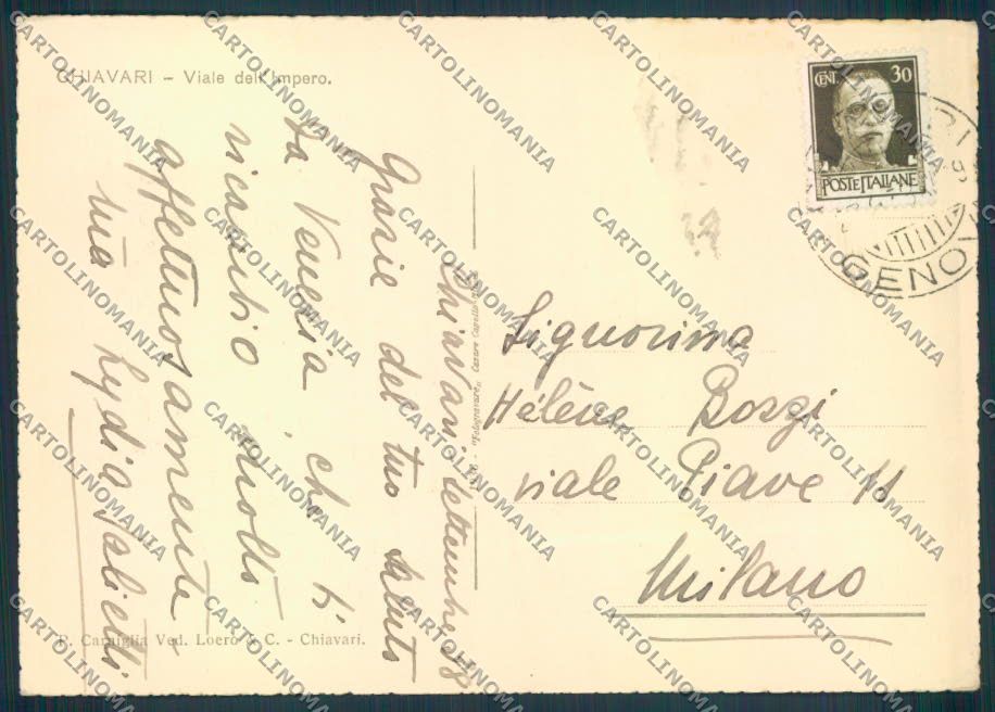 Genova Chiavari FG cartolina ZF2582 – retro