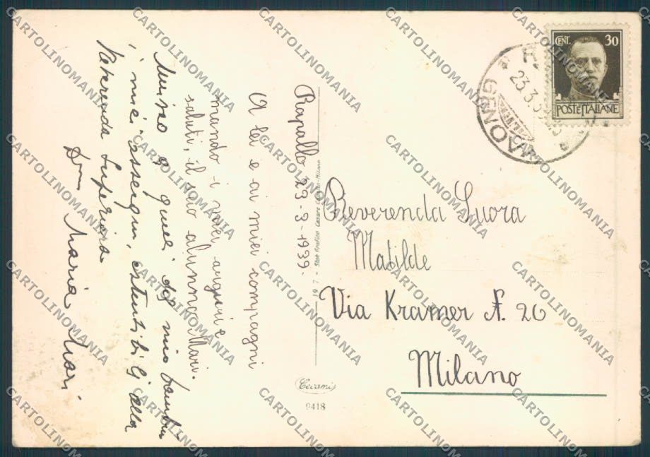 Genova Rapallo FG cartolina ZF2681 – retro