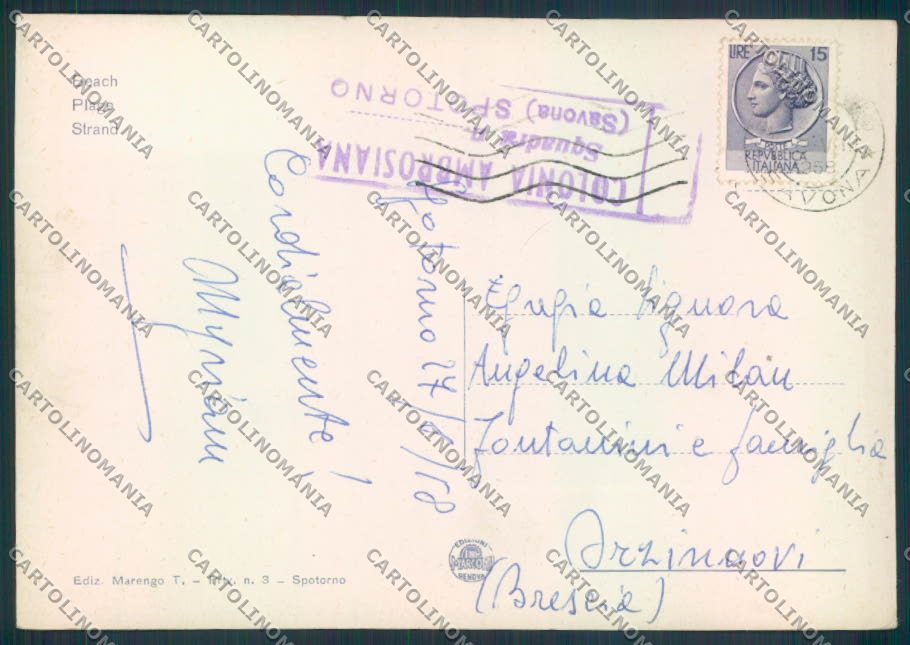 Savona Spotorno FG cartolina ZF2718 – retro
