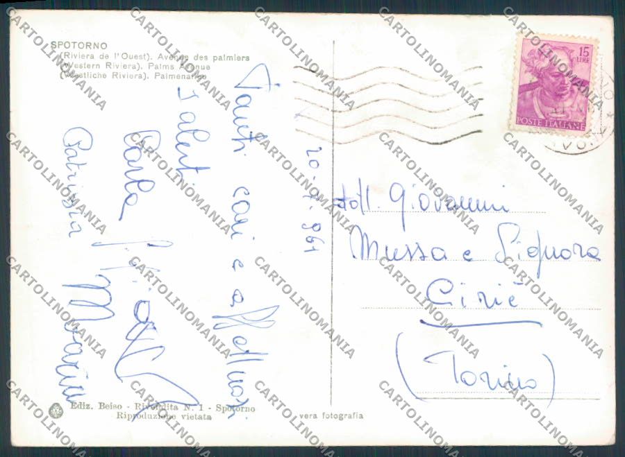 Savona Spotorno foto FG cartolina ZF2721 – retro
