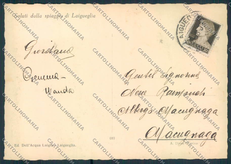 Savona Laigueglia FG cartolina ZF2726 – retro