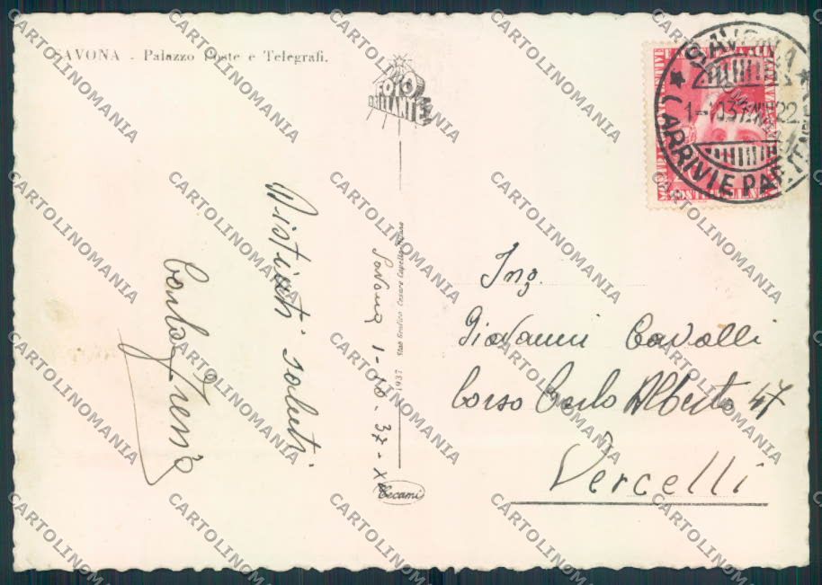Savona città Poste foto FG cartolina ZF2755 – retro