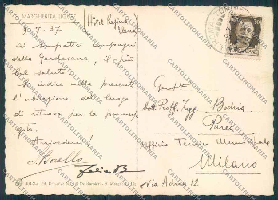 Genova Santa Margherita Ligure FG cartolina ZF2772 – retro