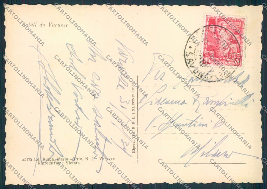 Savona Varazze FG cartolina ZF2809 – retro