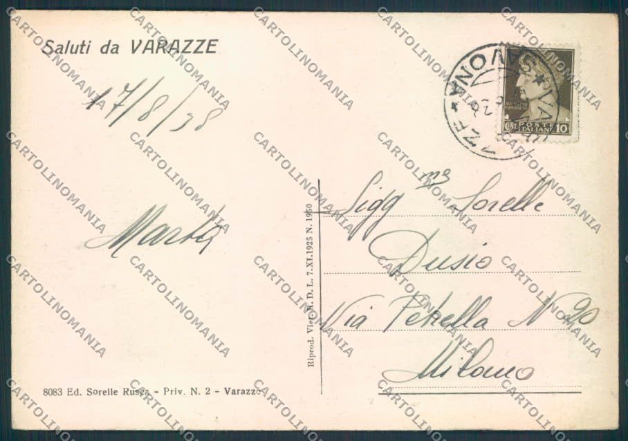 Savona Varazze FG cartolina ZF2823 – retro