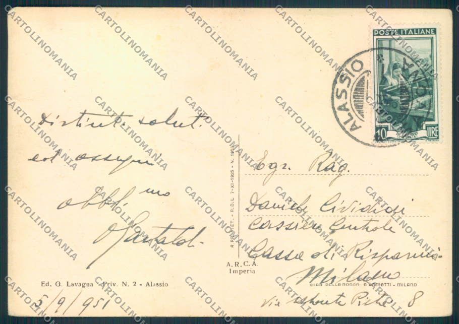 Savona Alassio FG cartolina ZF2908 – retro