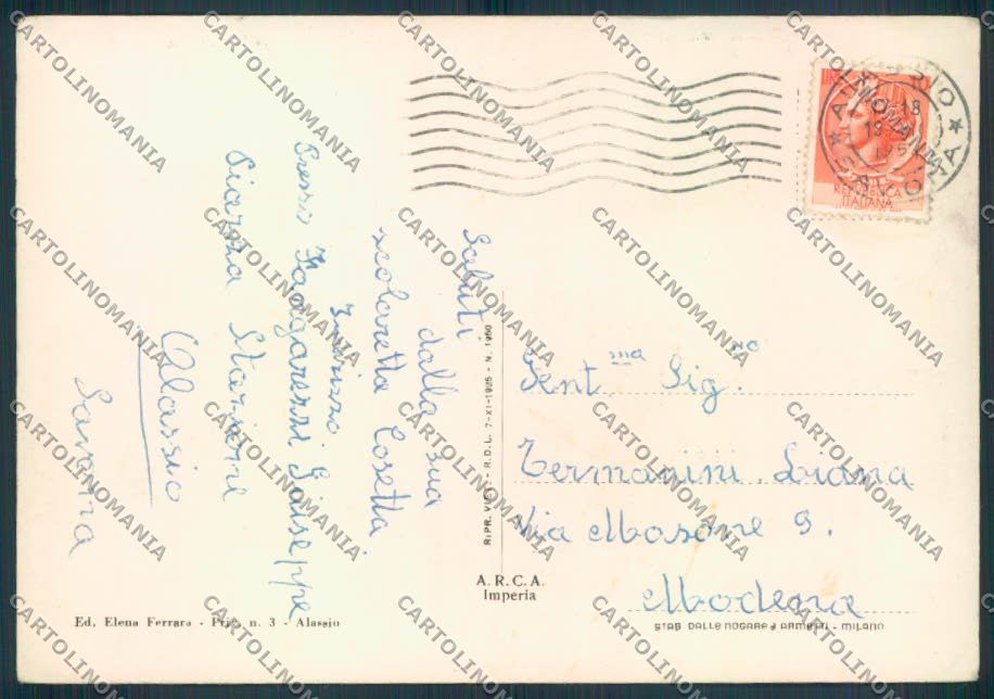 Savona Alassio FG cartolina ZF2915 – retro