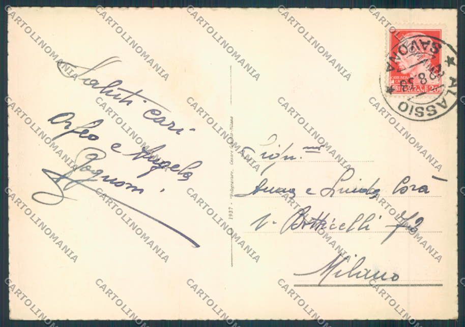 Savona Alassio ABRASA FG cartolina ZF2935 – retro