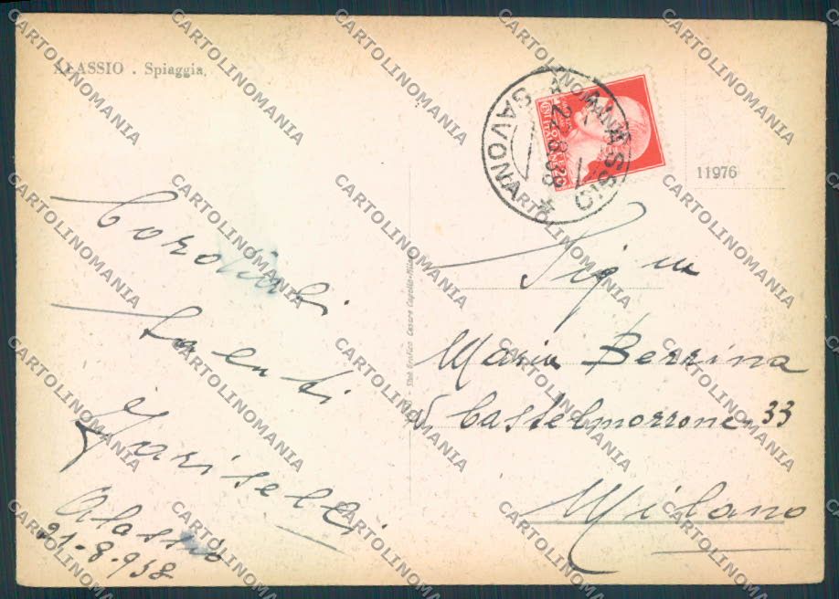 Savona Alassio FG cartolina ZF2951 – retro