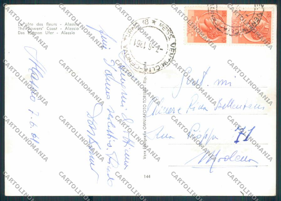 Savona Alassio foto FG cartolina ZF2965 – retro