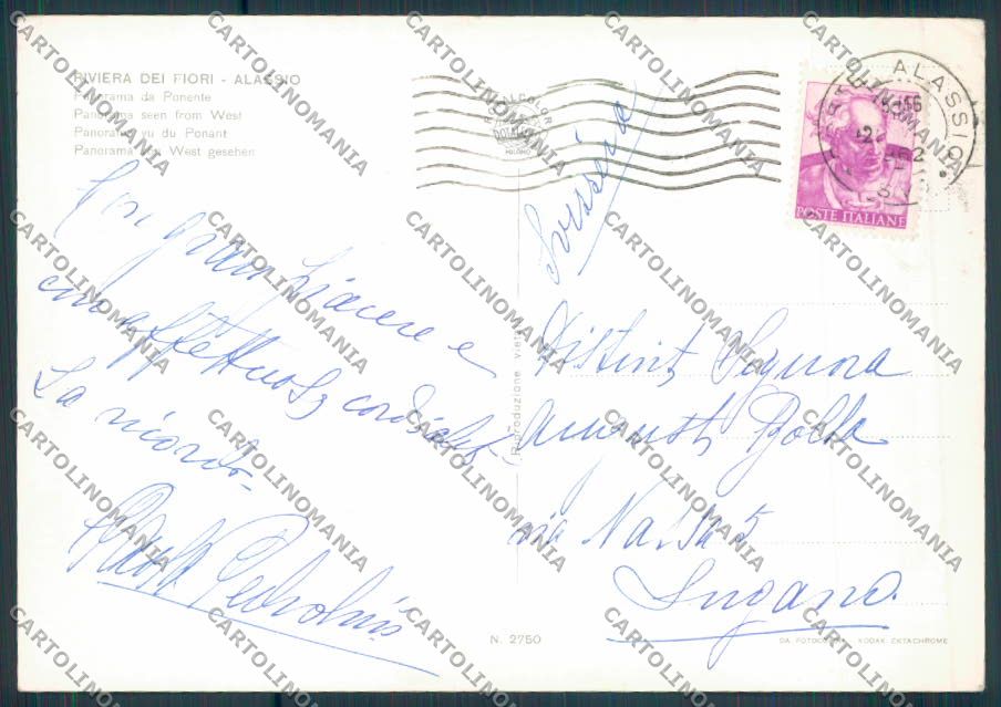 Savona Alassio foto FG cartolina ZF2974 – retro