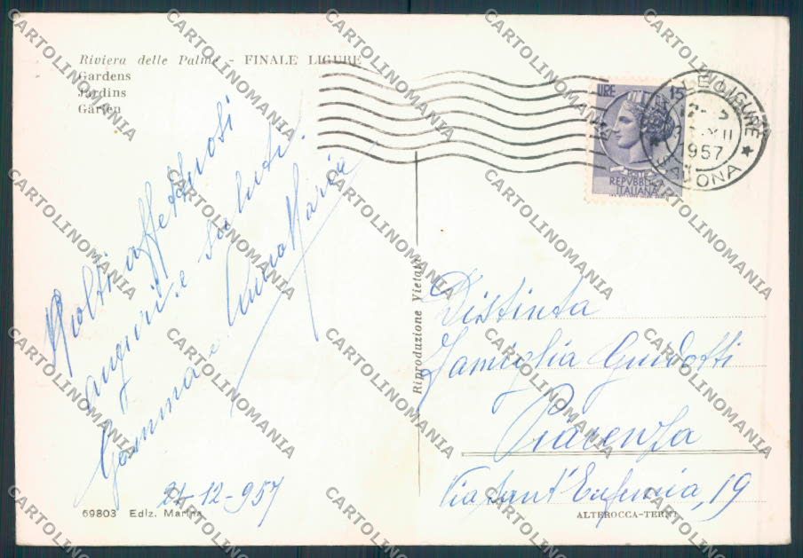 Savona Finale Ligure FG cartolina ZF2979 – retro