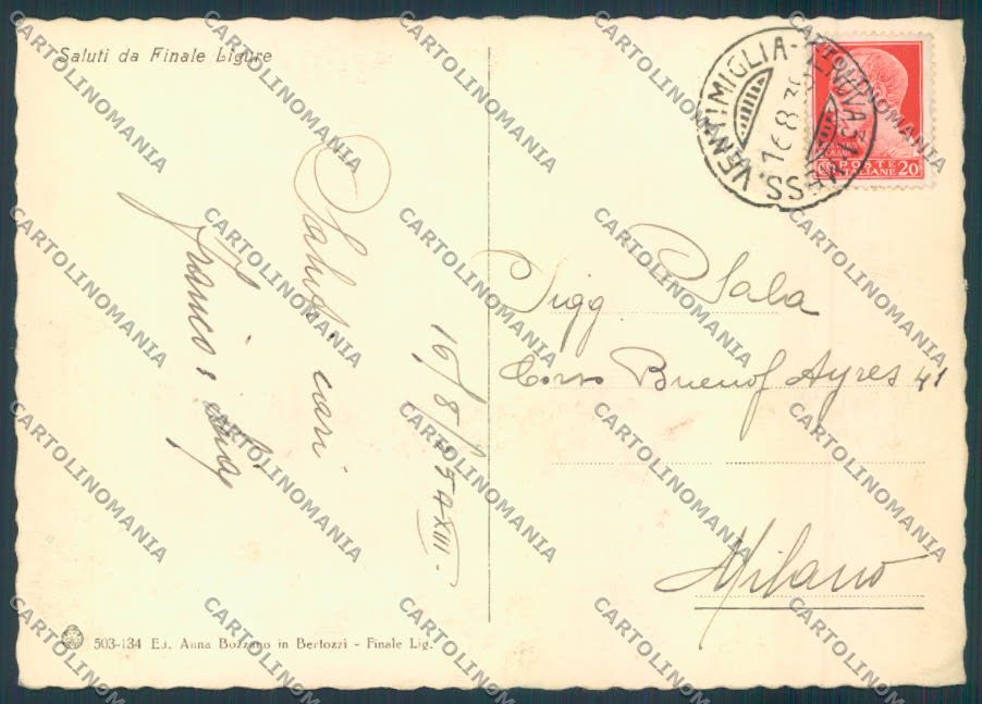 Savona Finale Ligure FG cartolina ZF2985 – retro