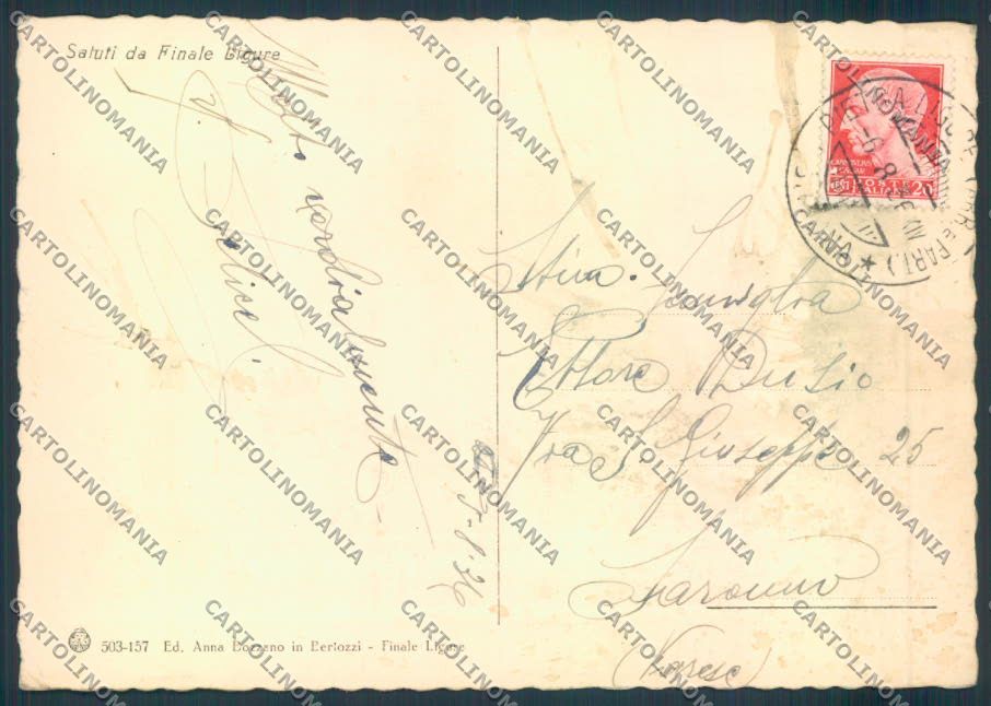 Savona Finale Ligure FG cartolina ZF2986 – retro