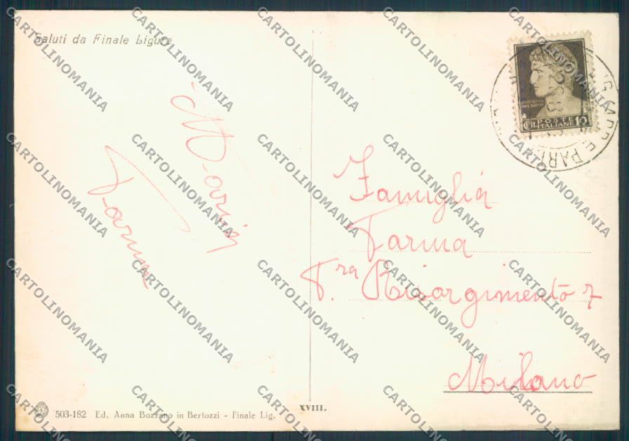 Savona Finale Ligure FG cartolina ZF2988 – retro