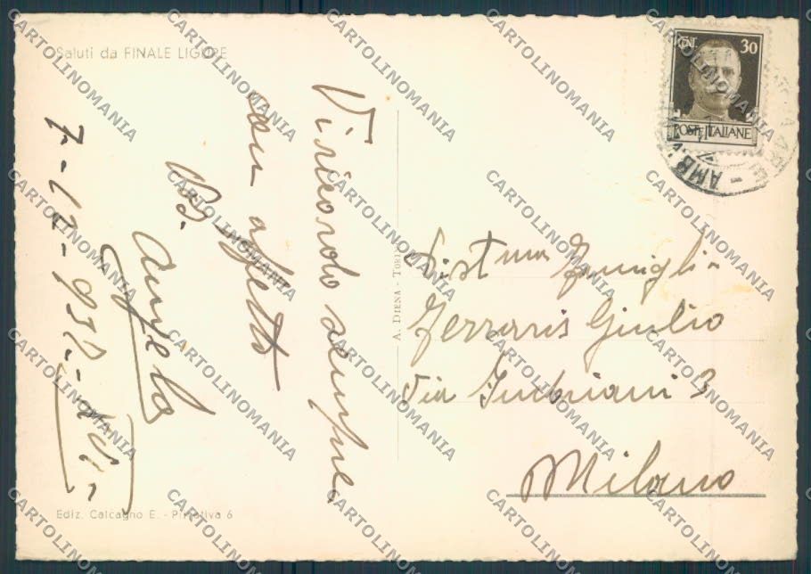 Savona Finale Ligure FG cartolina ZF2990 – retro