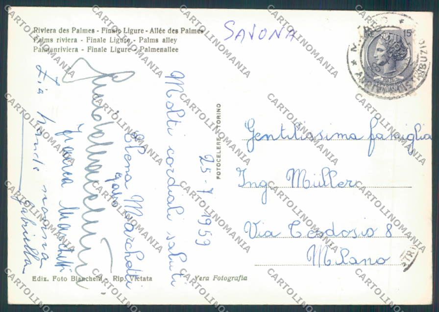 Savona Finale Ligure Vespa foto FG cartolina ZF2996 – retro
