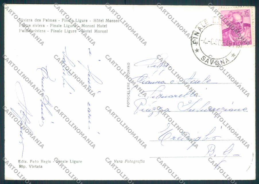 Savona Finale Ligure foto FG cartolina ZF2999 – retro