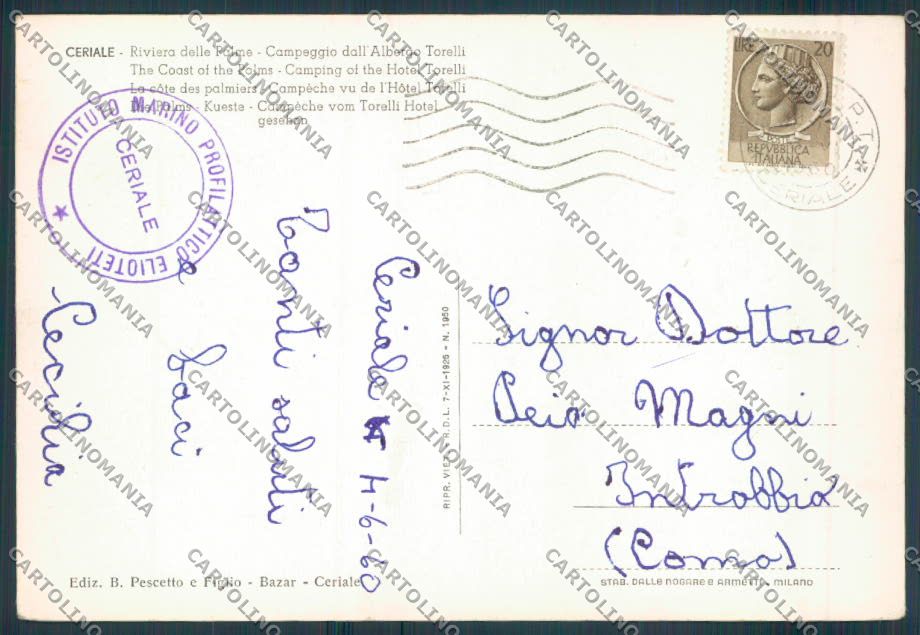 Savona Ceriale FG cartolina ZF3024 – retro