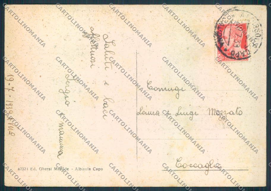 Savona Albissola PIEGHINE FG cartolina ZF3037 – retro