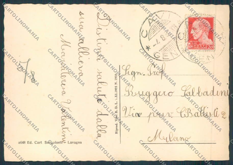Genova Cavi di Lavagna FG cartolina ZF3052 – retro