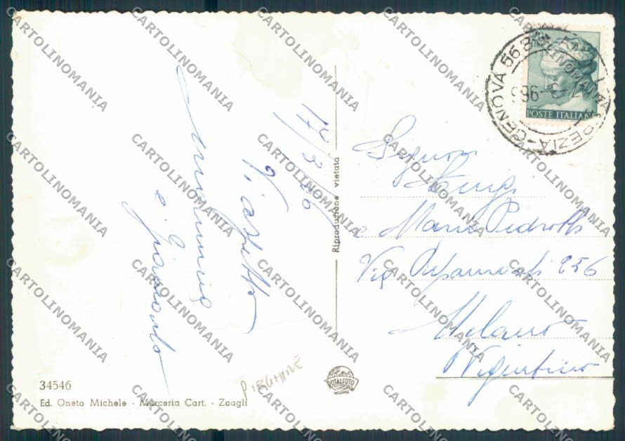 Genova Zoagli PIEGHINE foto FG cartolina ZF3090 – retro