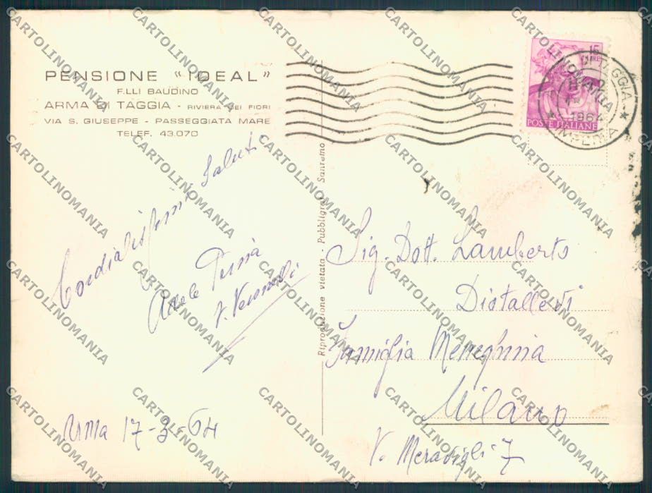 Imperia Arma di Taggia STRAPPINI FG cartolina ZF3146 – retro