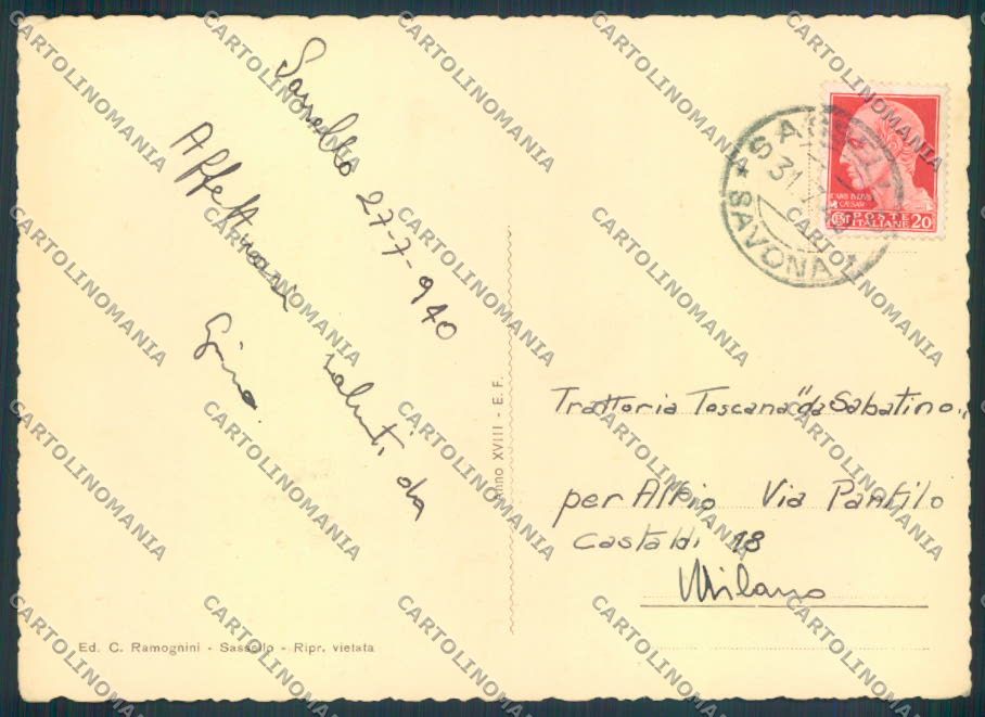 Savona Sassello FG cartolina ZF3171 – retro