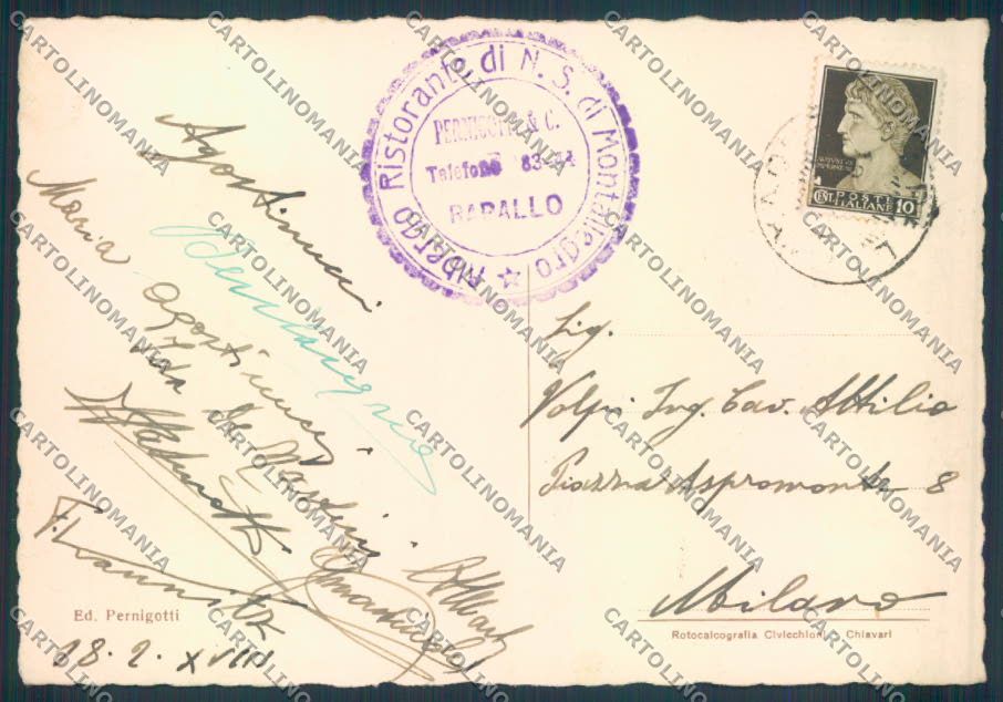 Genova Santuario Montallegro FG cartolina ZF3174 – retro