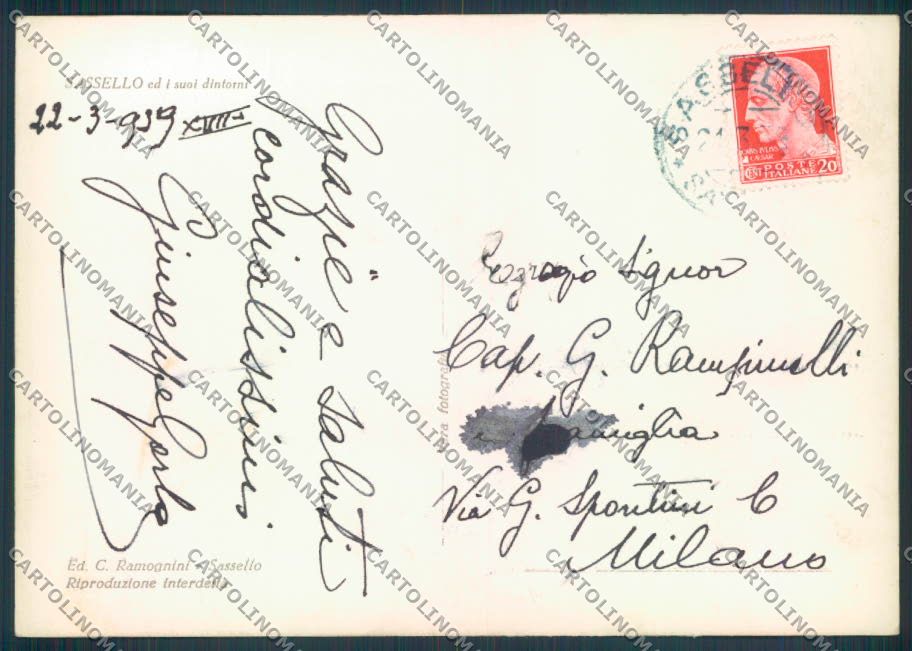 Savona Sassello foto FG cartolina ZF3199 – retro