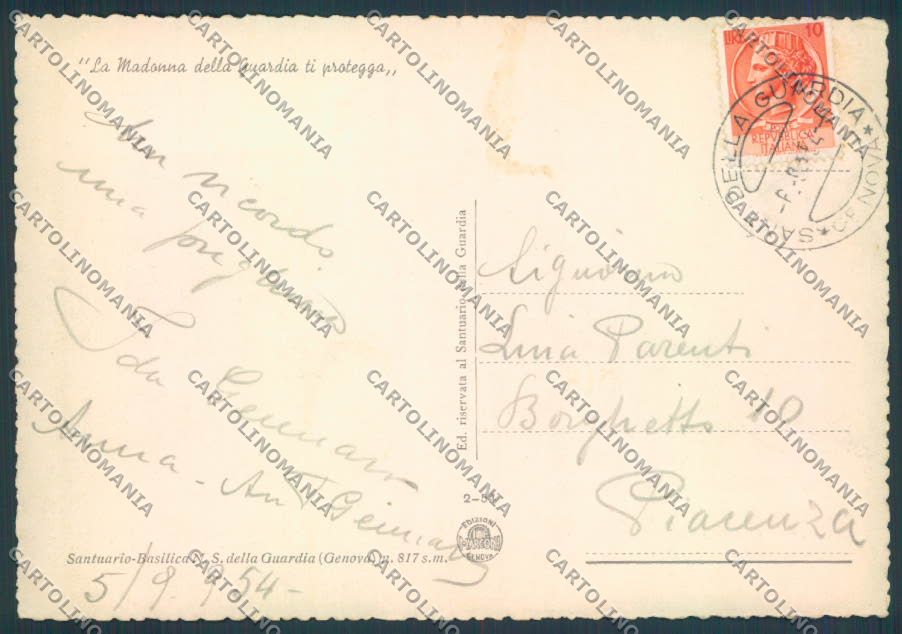 Savona Santuario della Guardia FG cartolina ZF3219 – retro